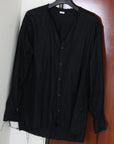 mayumi murasawa shirt_黒リネン_Vシャツ