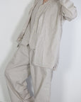 mayumi murasawa shirt_ベージュストライプ_Vシャツ