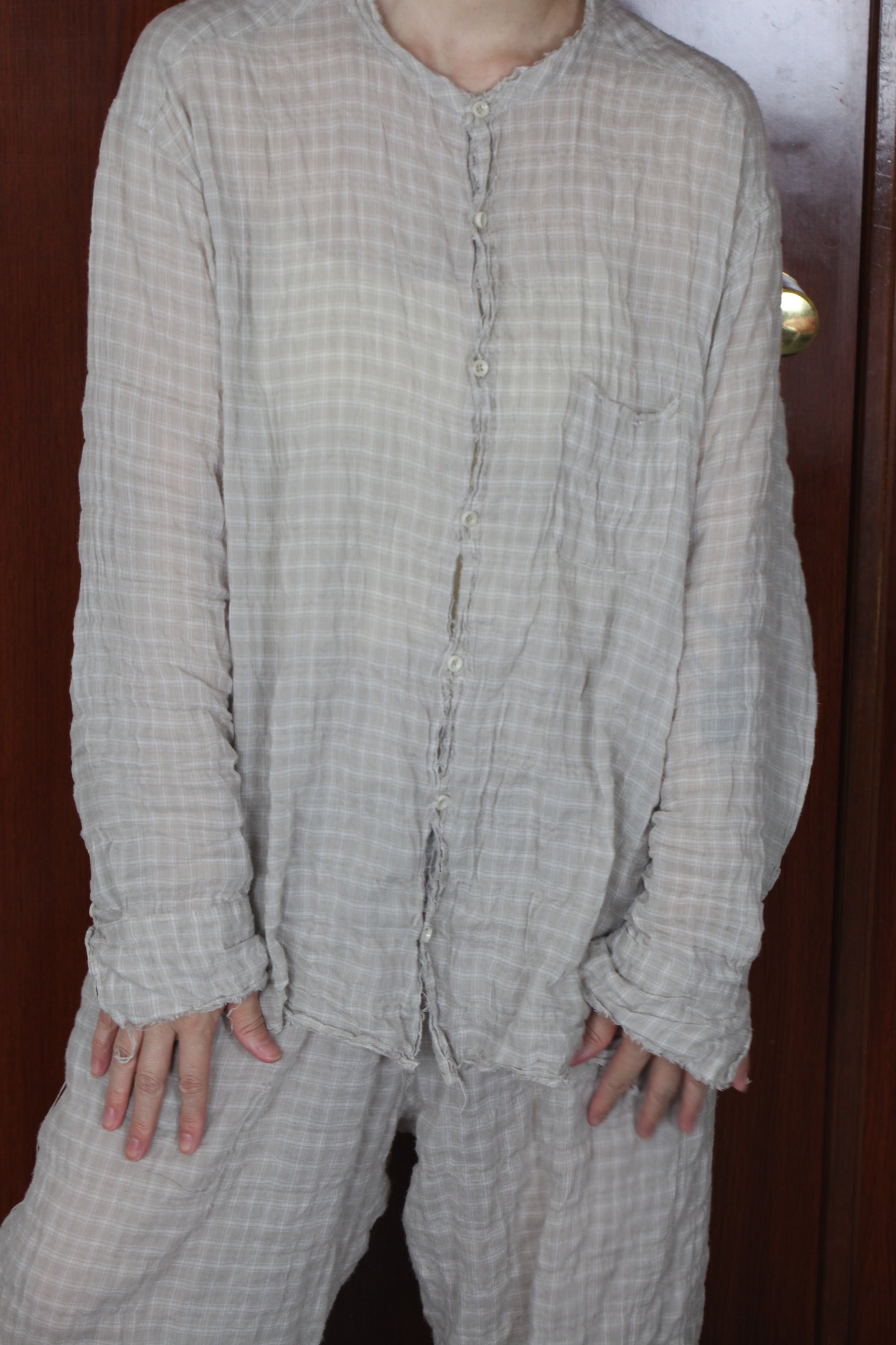 mayumi murasawa shirt_ベージュチェック_シャツ