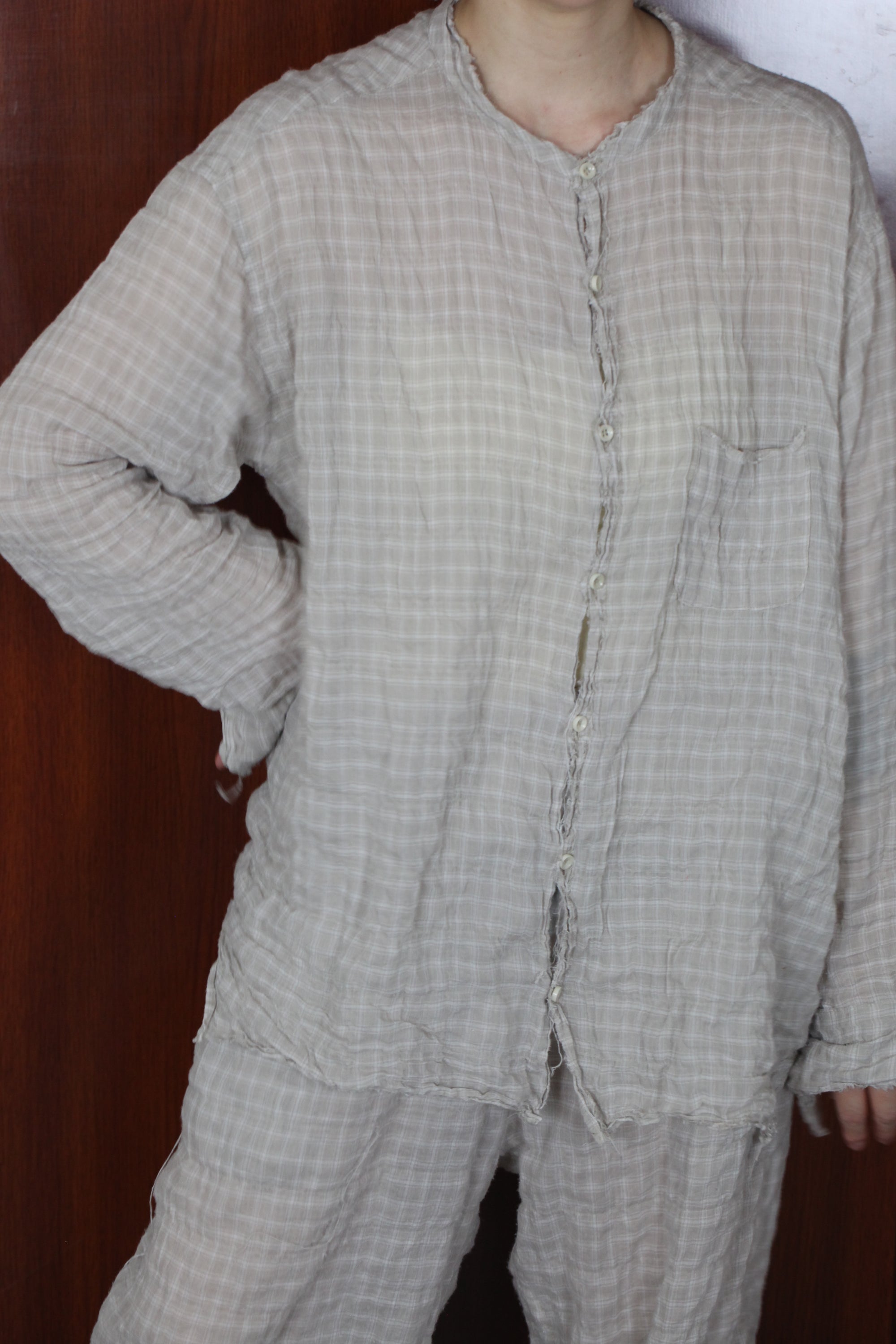 mayumi murasawa shirt_ベージュチェック_シャツ
