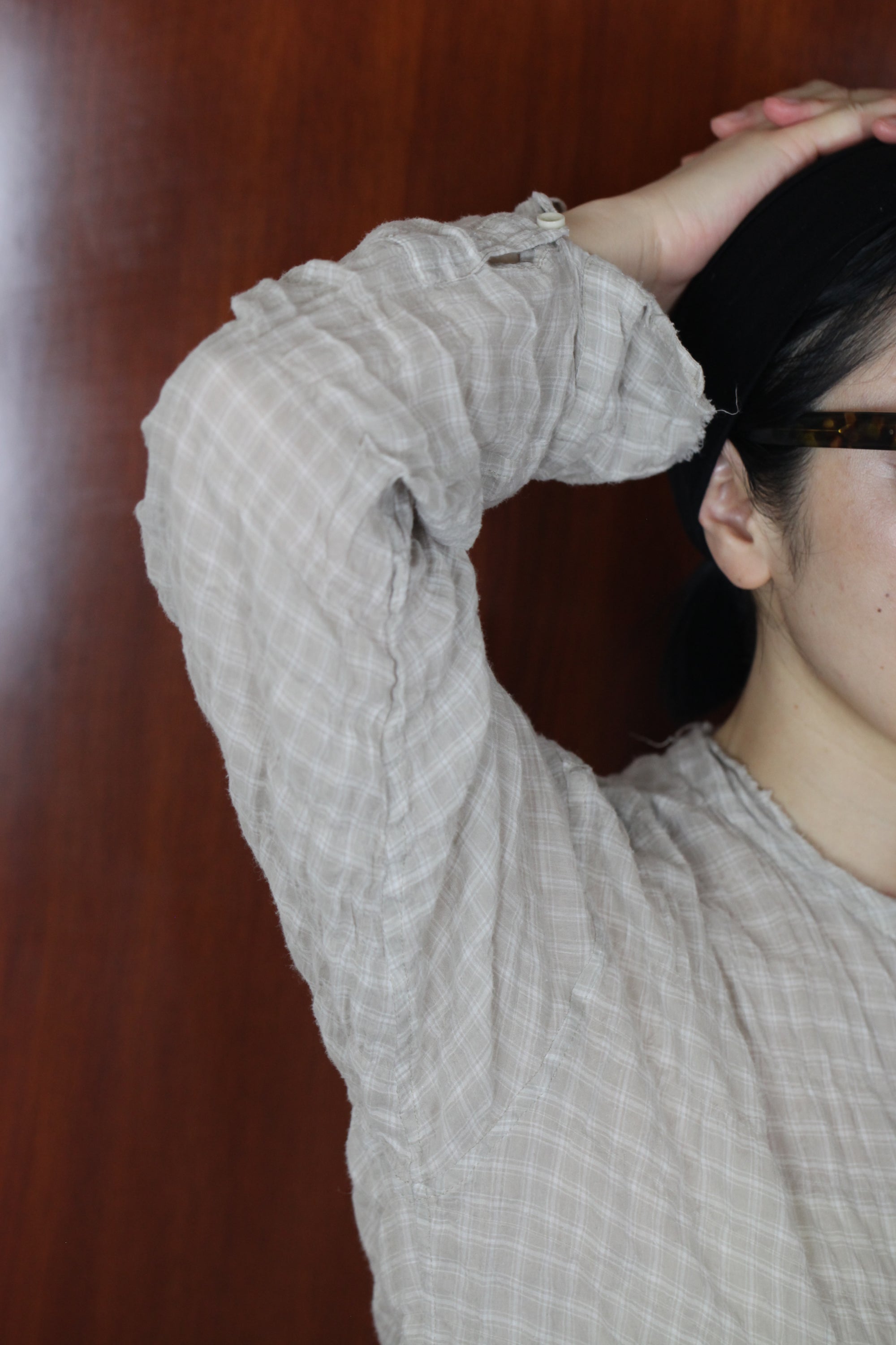 mayumi murasawa shirt_ベージュチェック_シャツ