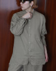 mayumi murasawa shirt_ベージュ_スタンドシャツ