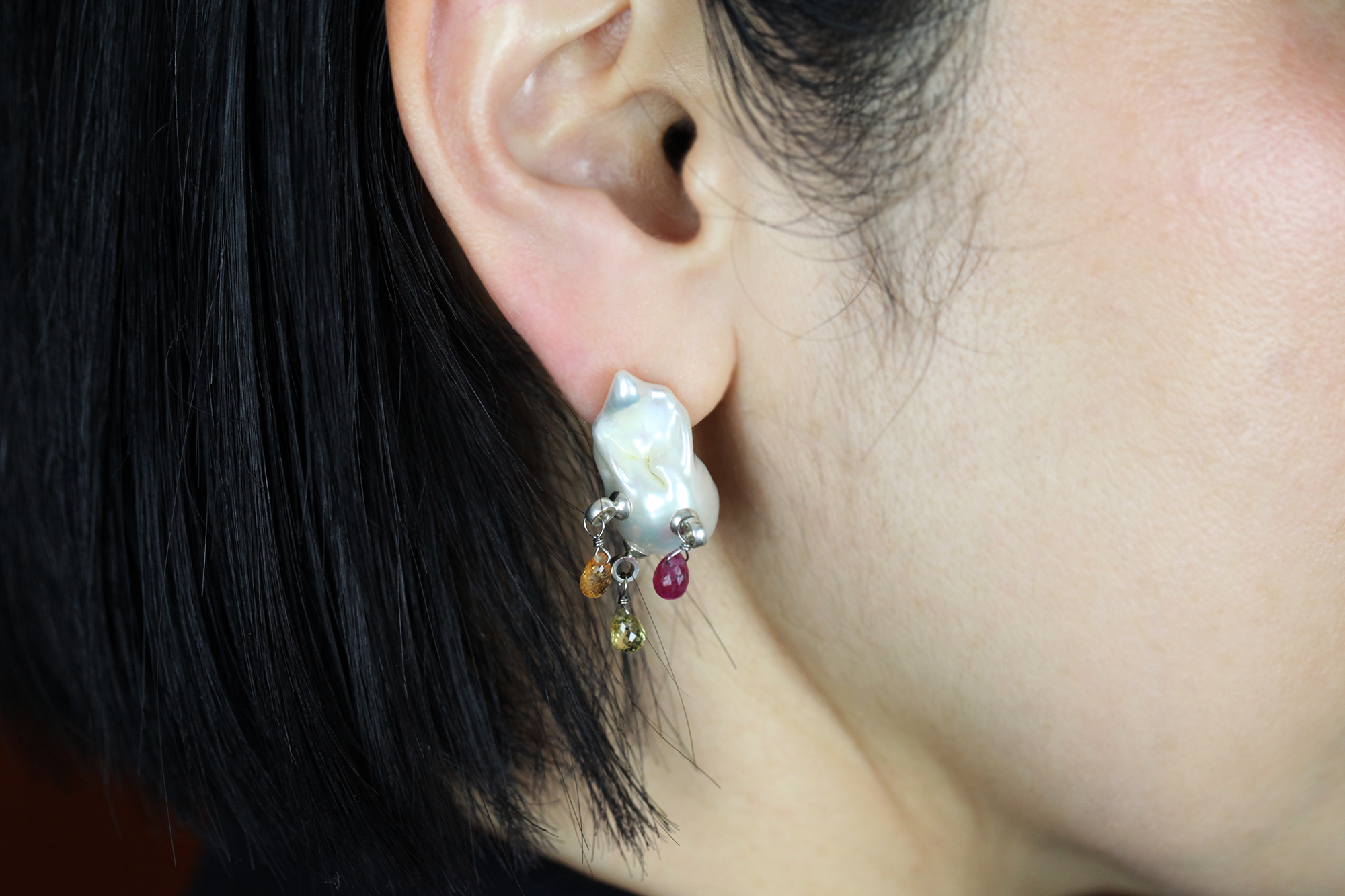 受注】バロックサファイア_ピアス – mayumi murasawa 受注】バロックサファイア_ピアス – mayumi murasawa