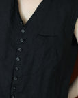 mayumi murasawa shirt_黒リネン_ベスト