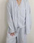 mayumi murasawa shirt_ブルーストライプ_Vシャツ