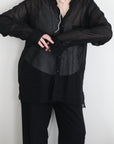 mayumi murasawa shirt_黒オーガンジー_スタンドシャツ