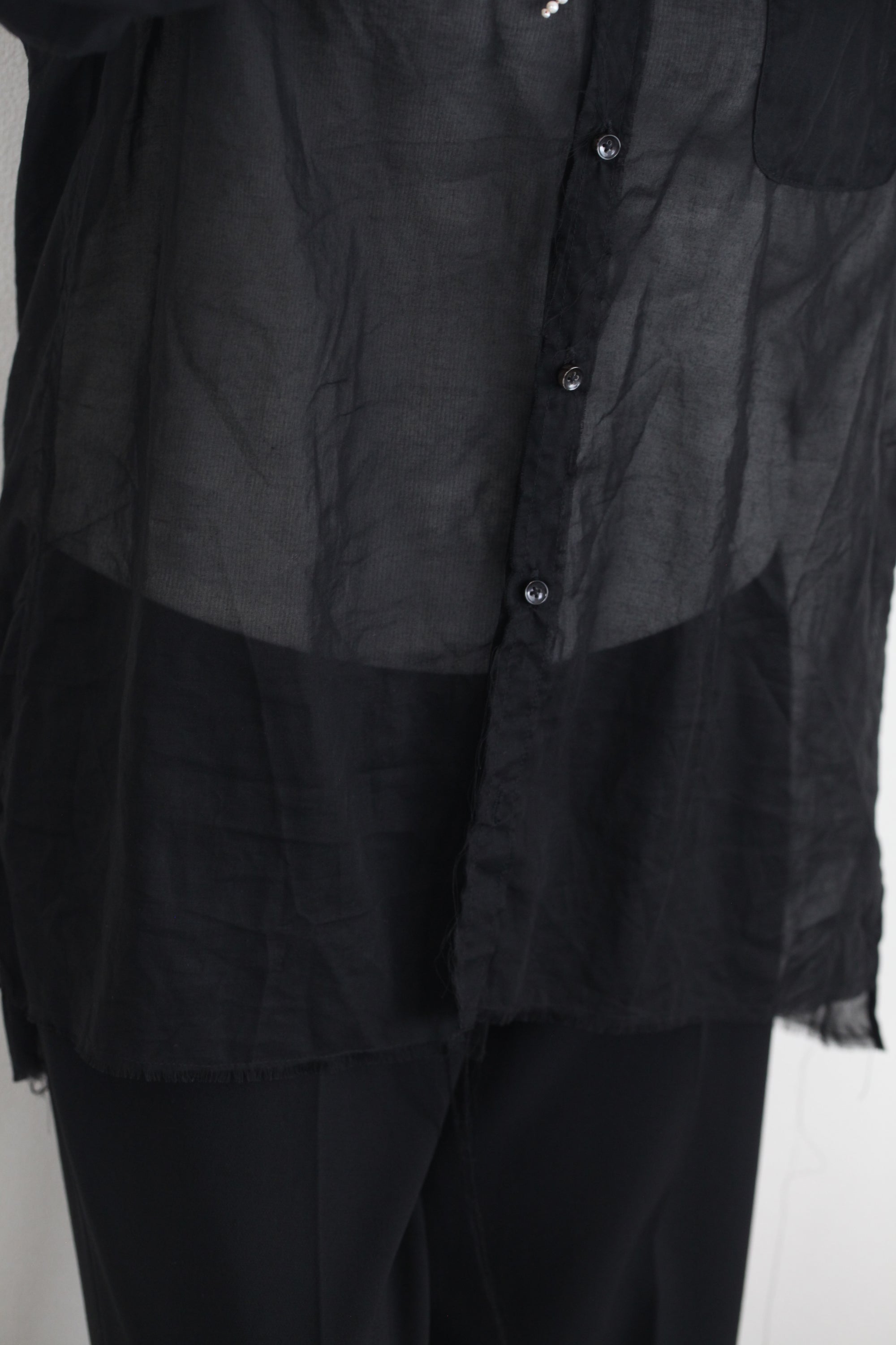 mayumi murasawa shirt_黒オーガンジー_スタンドシャツ
