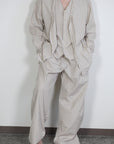 mayumi murasawa shirt_ベージュストライプ_Vシャツ