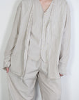 mayumi murasawa shirt_ベージュストライプ_Vシャツ
