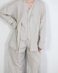 mayumi murasawa shirt_ベージュストライプ_Vシャツ
