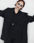 mayumi murasawa shirt_ウールブラック_ガウン+ベルト