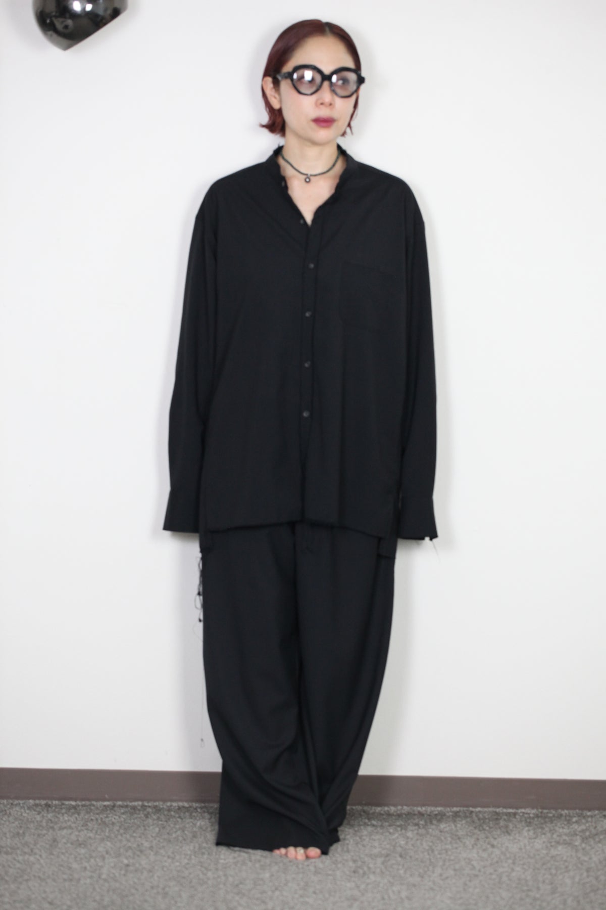 mayumi murasawa shirt_ウールブラック_スタンドシャツ