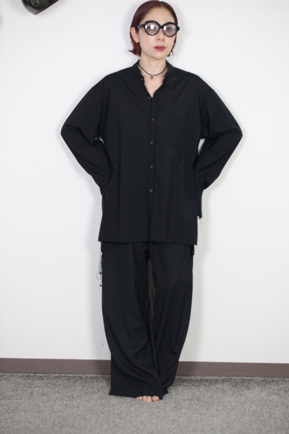 mayumi murasawa shirt_ウールブラック_スタンドシャツ