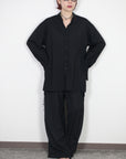 mayumi murasawa shirt_ウールブラック_スタンドシャツ