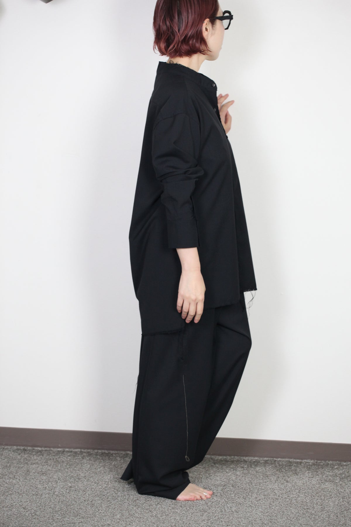 mayumi murasawa shirt_ウールブラック_スタンドシャツ