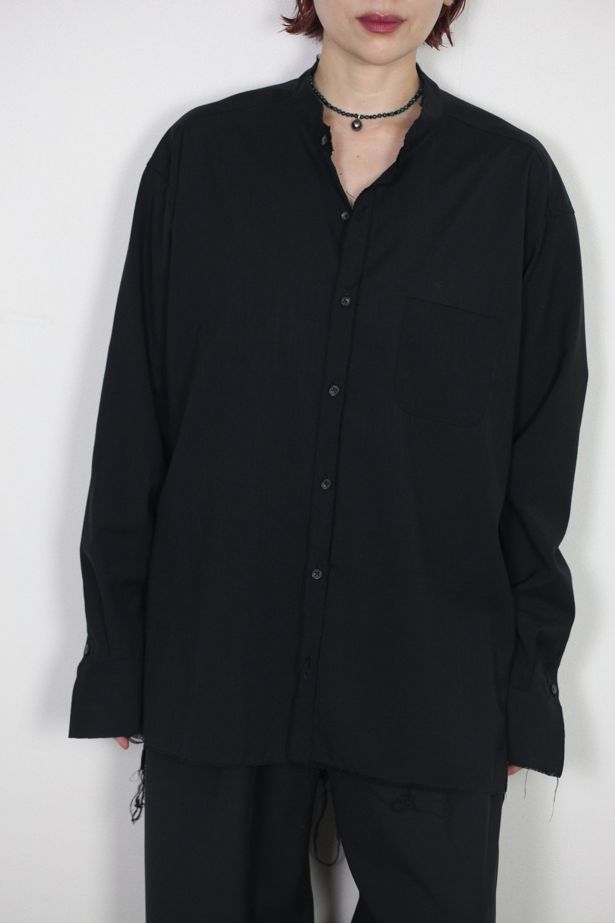 mayumi murasawa shirt_ウールブラック_スタンドシャツ