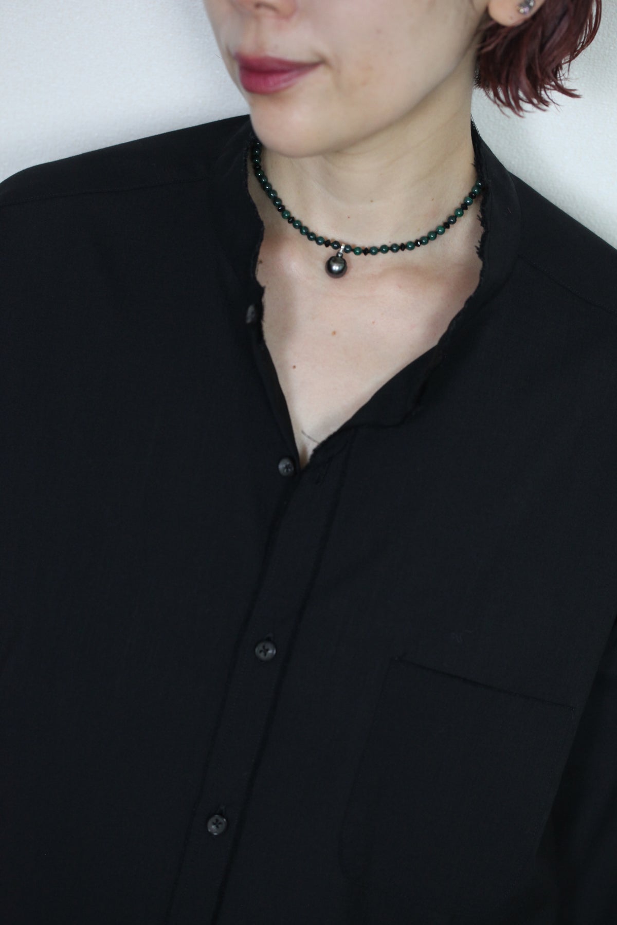 mayumi murasawa shirt_ウールブラック_スタンドシャツ