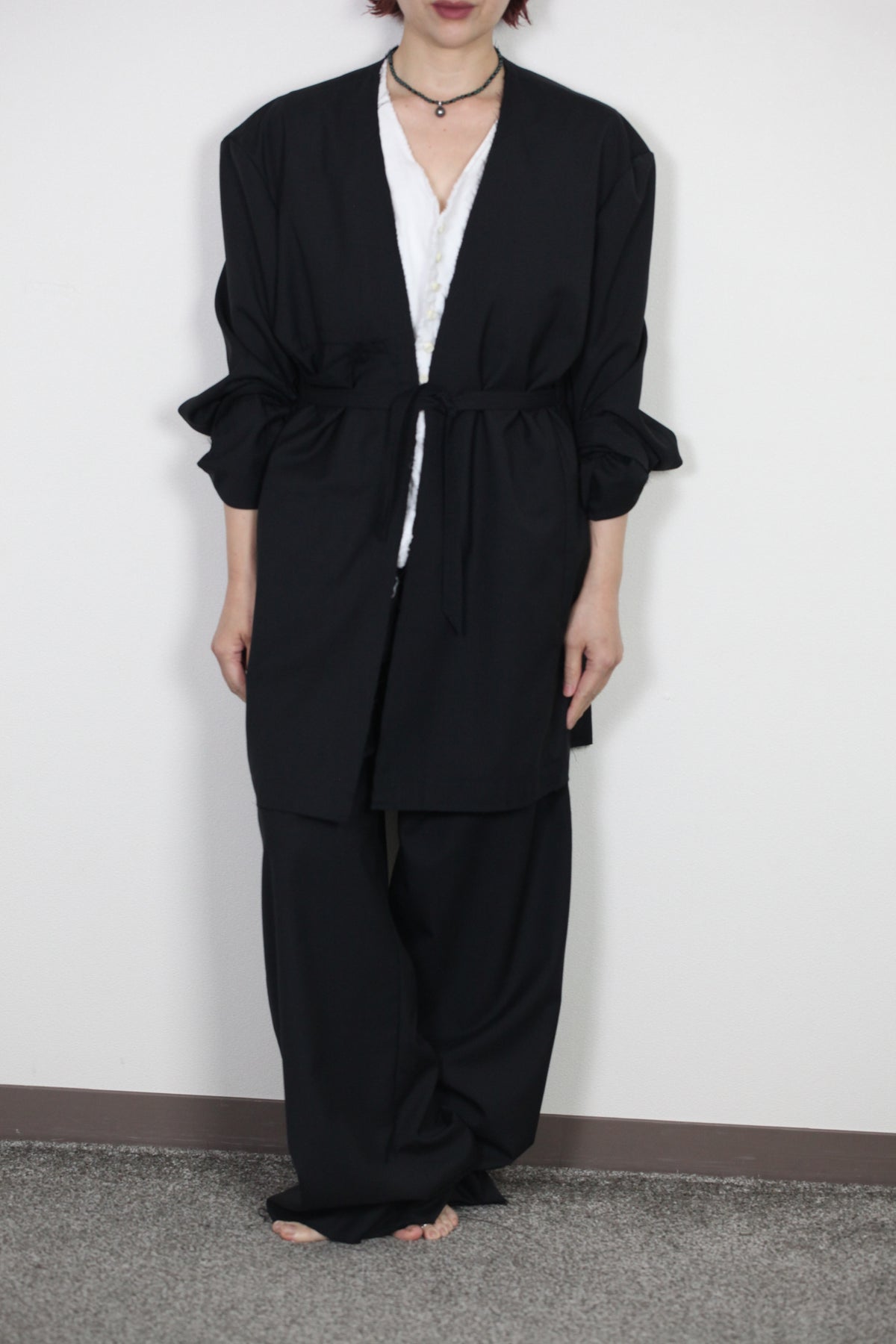 mayumi murasawa shirt_ウールブラック_ガウン+ベルト