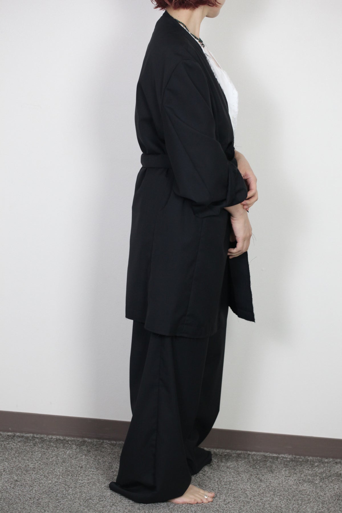 mayumi murasawa shirt_ウールブラック_ガウン+ベルト