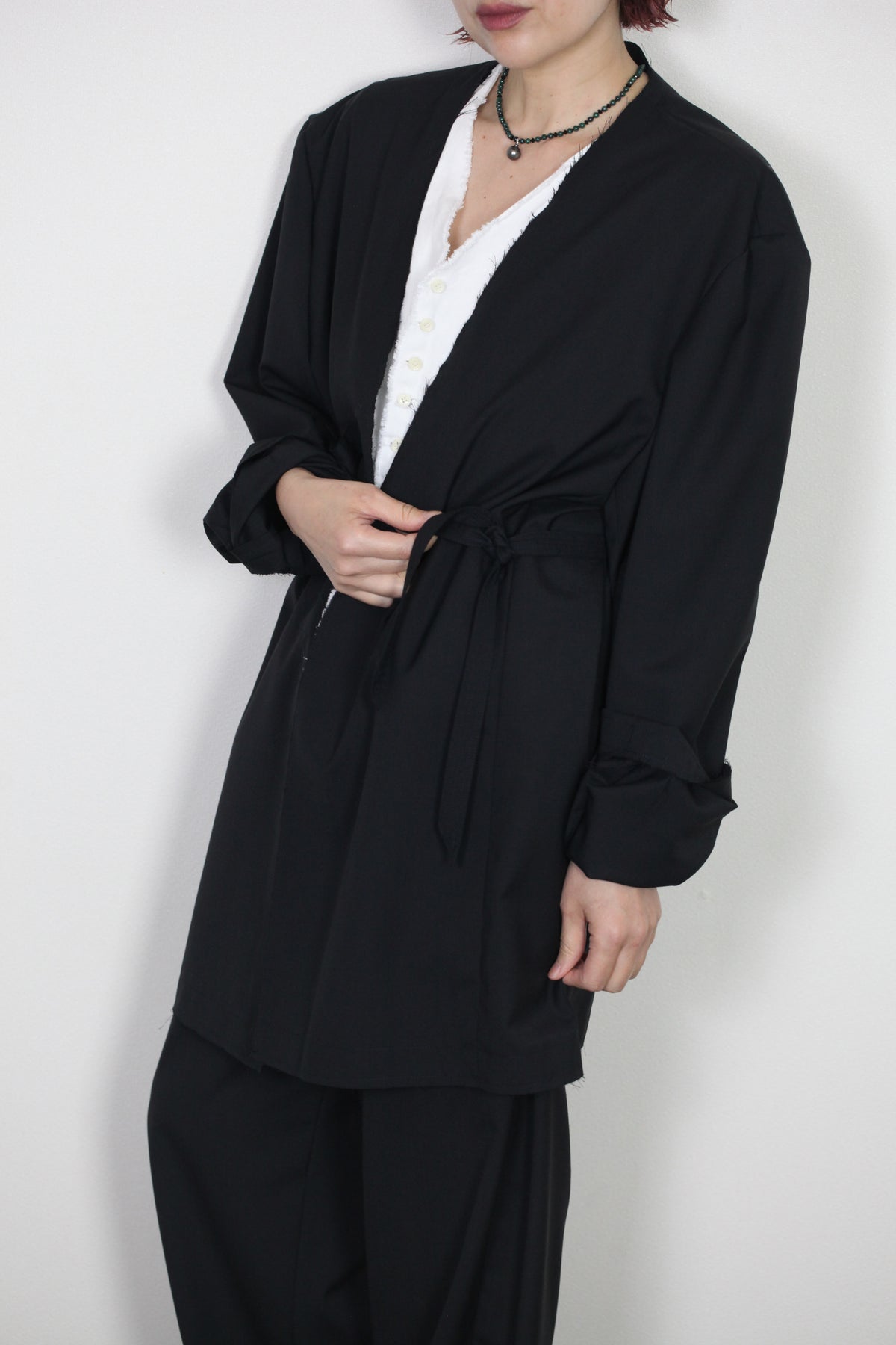 mayumi murasawa shirt_ウールブラック_ガウン+ベルト