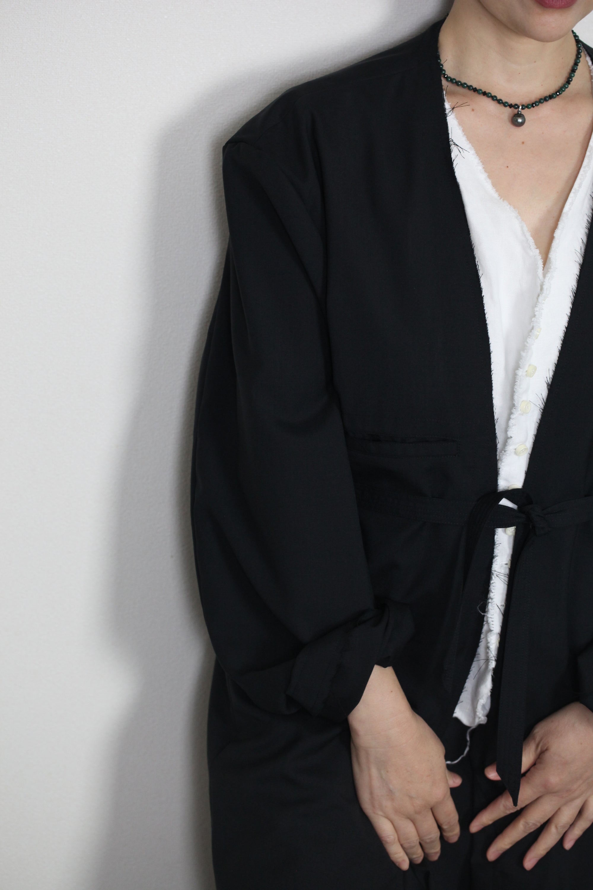 mayumi murasawa shirt_ウールブラック_ガウン+ベルト