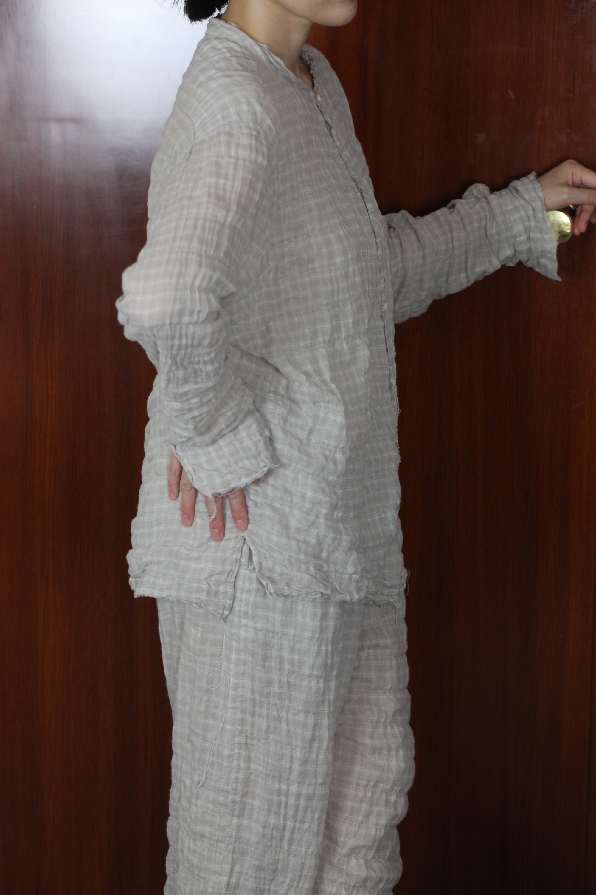 mayumi murasawa shirt_ベージュチェック_シャツ