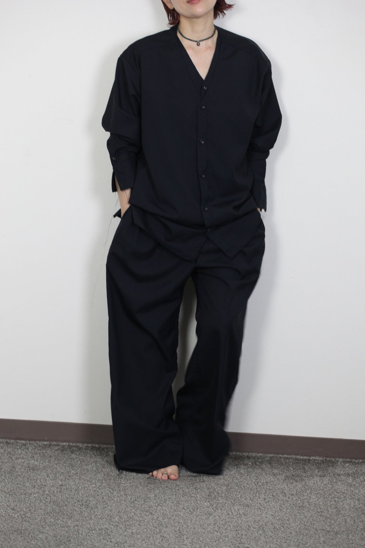mayumi murasawa shirt_ウールネイビー _Vシャツ