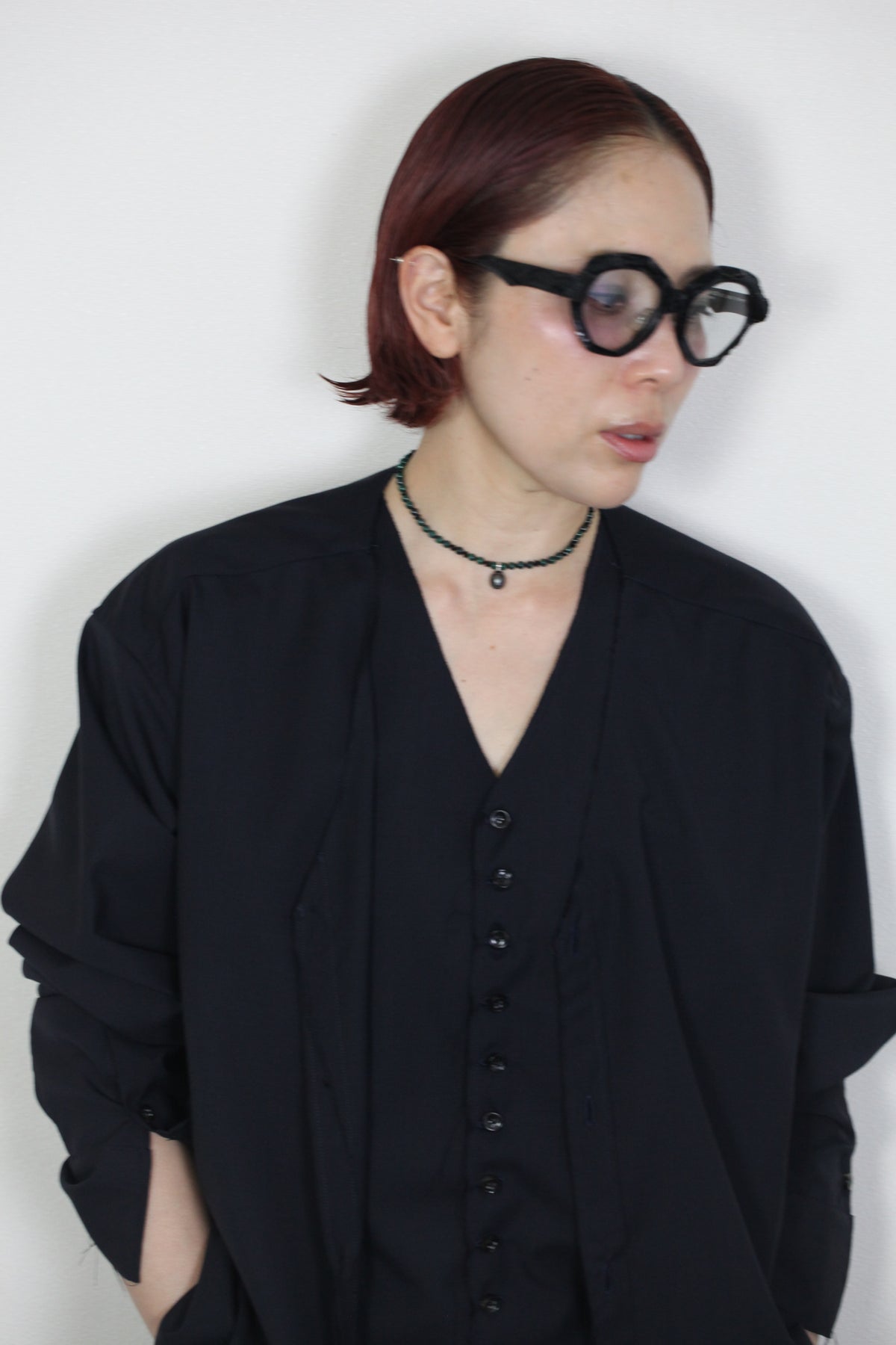 mayumi murasawa shirt_ウールネイビー _Vシャツ
