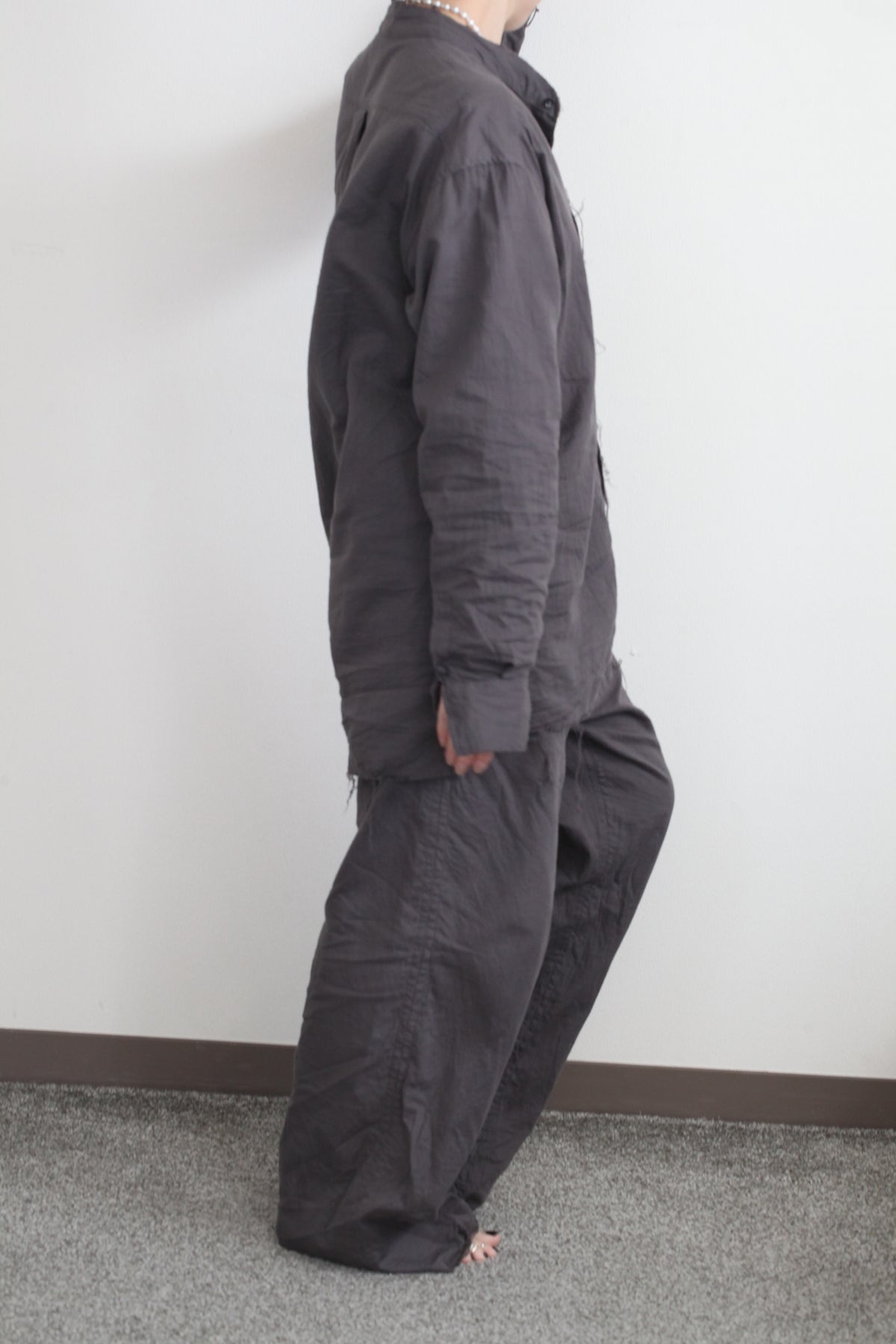 mayumi murasawa shirt_オーガニックコットングレー_セットアップ