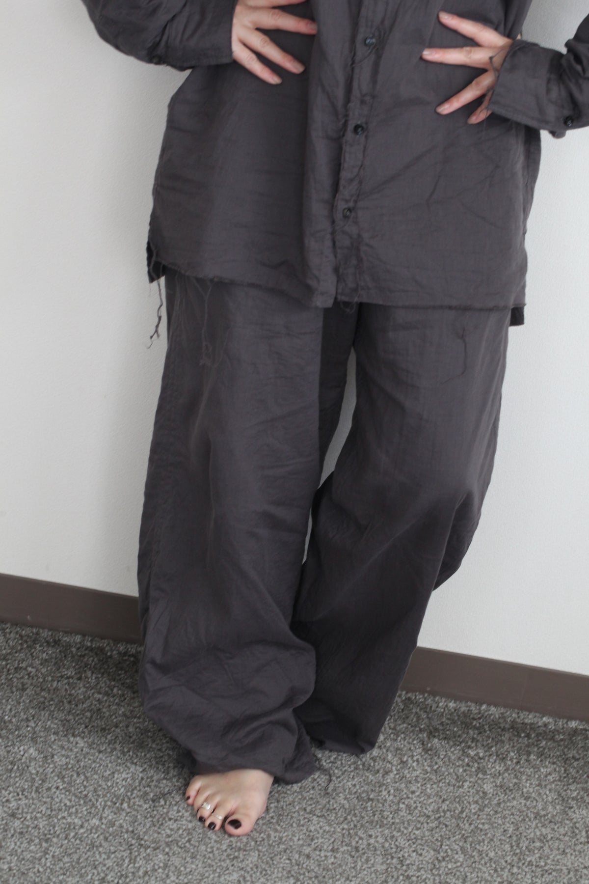 mayumi murasawa shirt_オーガニックコットングレー_セットアップ