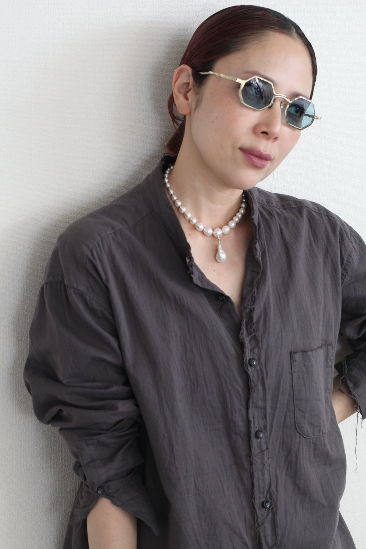 mayumi murasawa shirt_オーガニックコットングレー_セットアップ