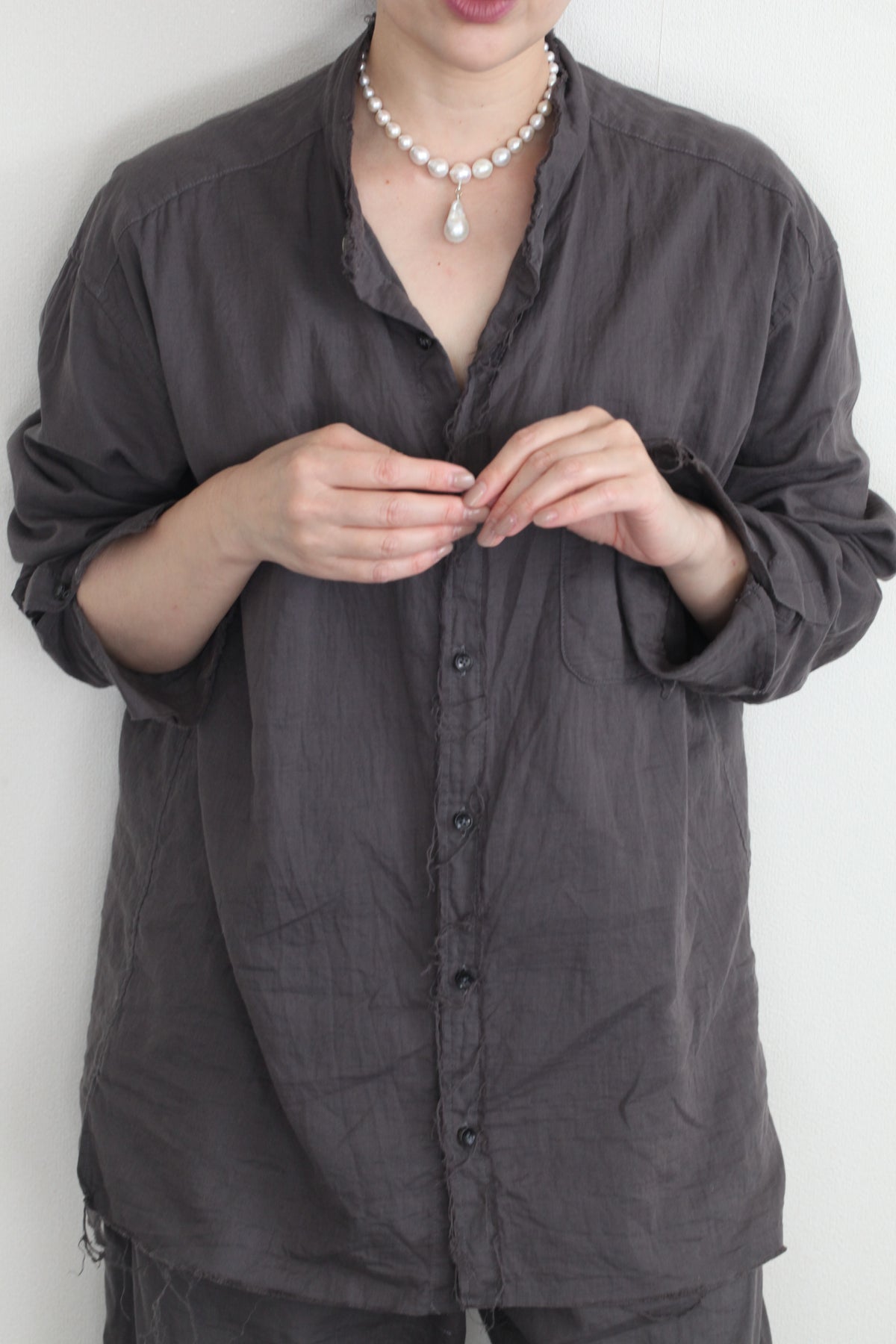 mayumi murasawa shirt_オーガニックコットングレー_セットアップ