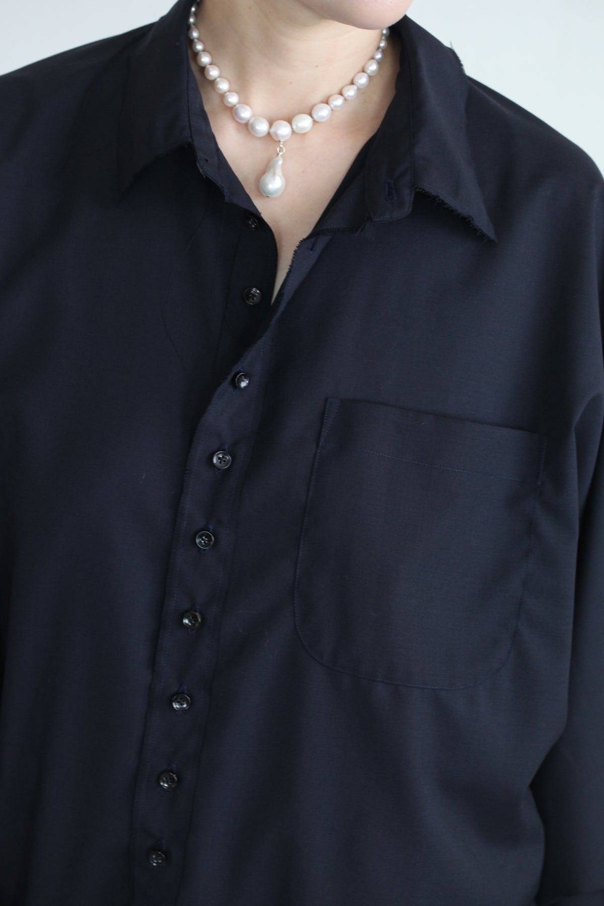 Yang Shirt ヤンシャツ_ウールネイビー