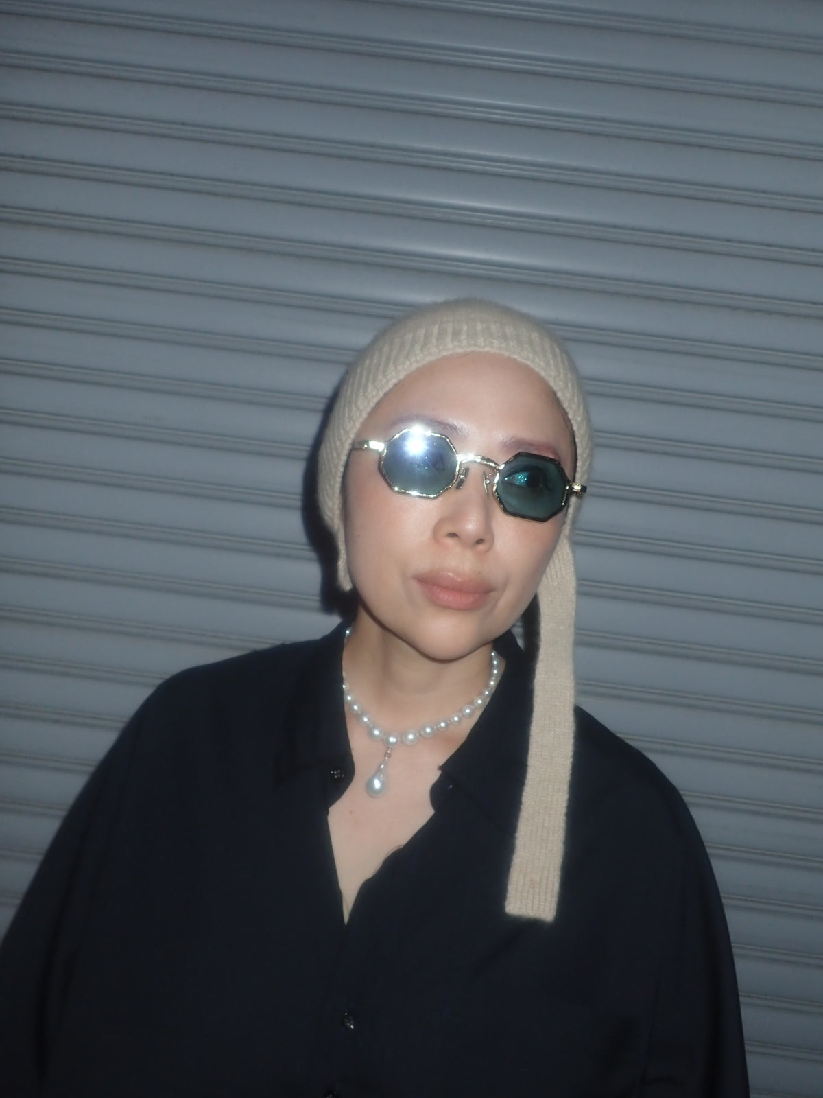 顎紐ニット帽_ベージュ