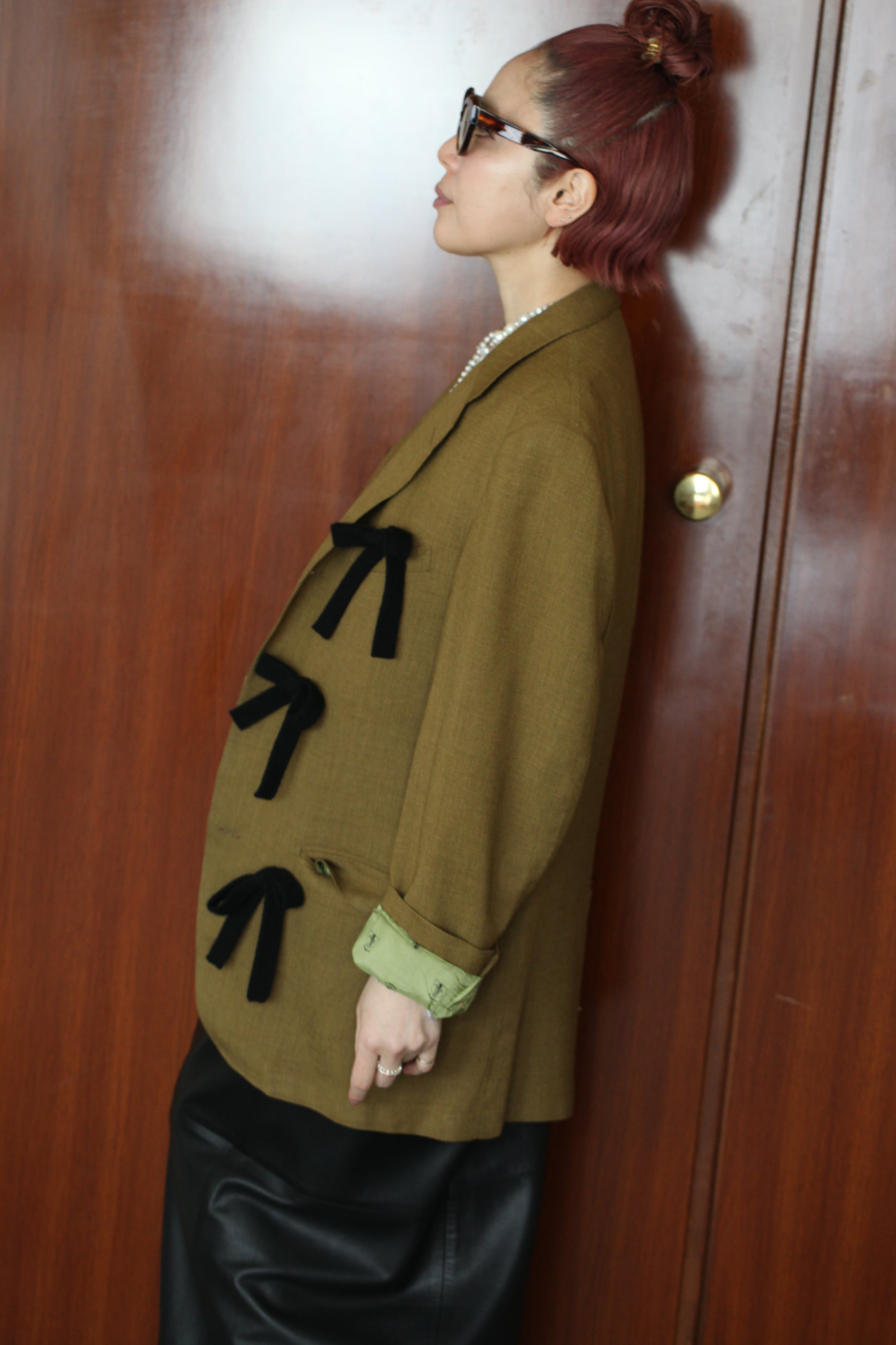 1_マスタードの黒リボンリボンジャケット