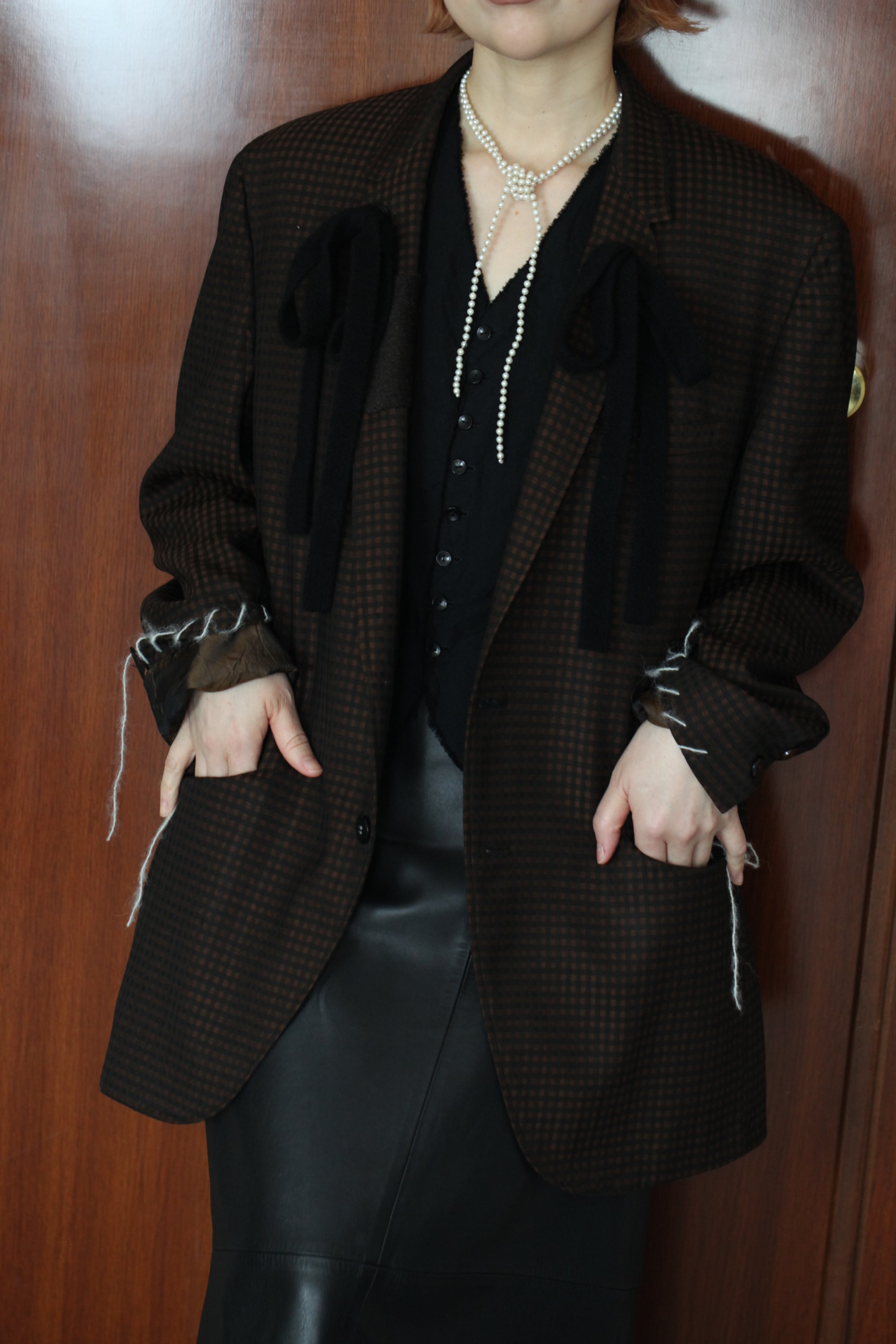 2_チェックの黒リボンジャケット