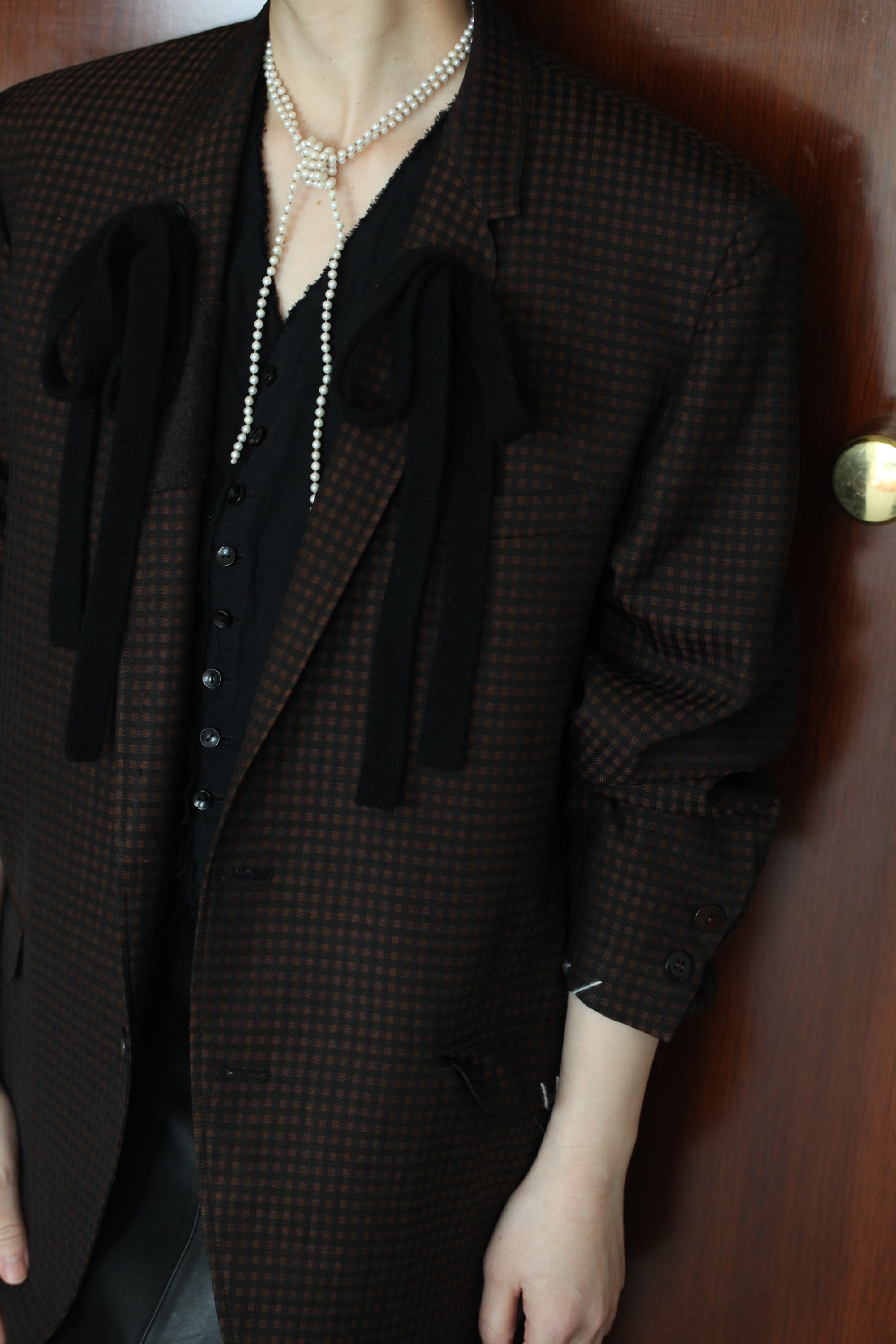 2_チェックの黒リボンジャケット