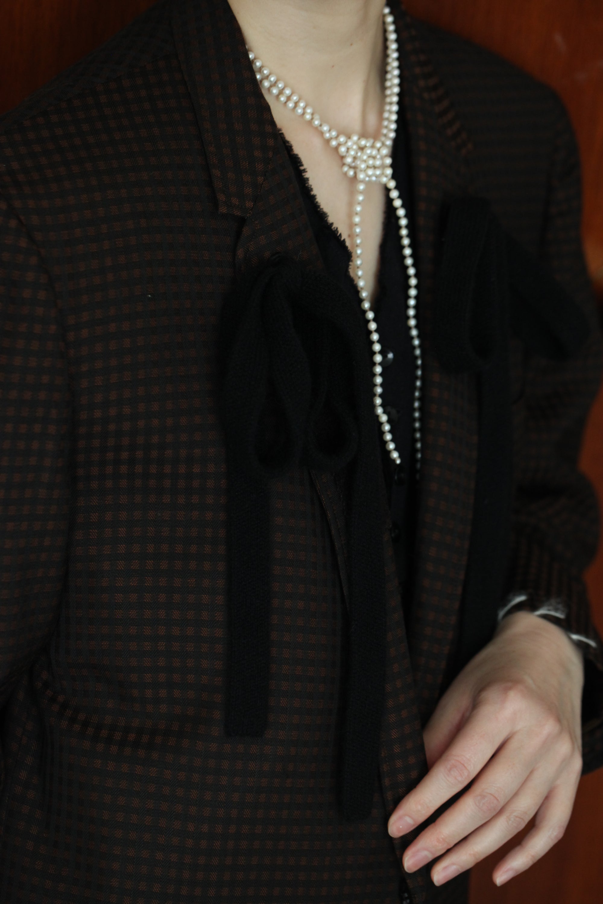 2_チェックの黒リボンジャケット