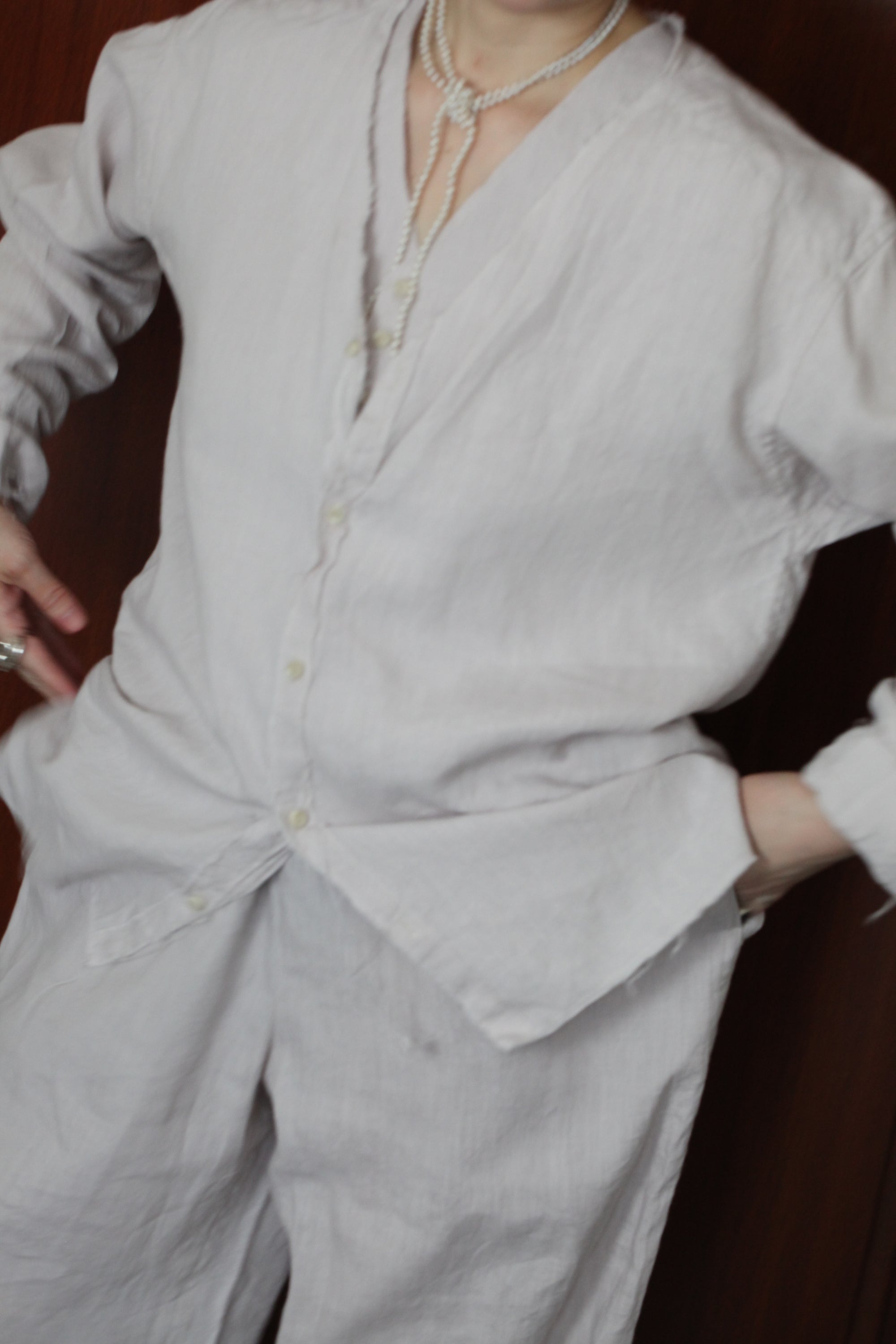 mayumi murasawa shirt_リネン和紙_Vシャツ