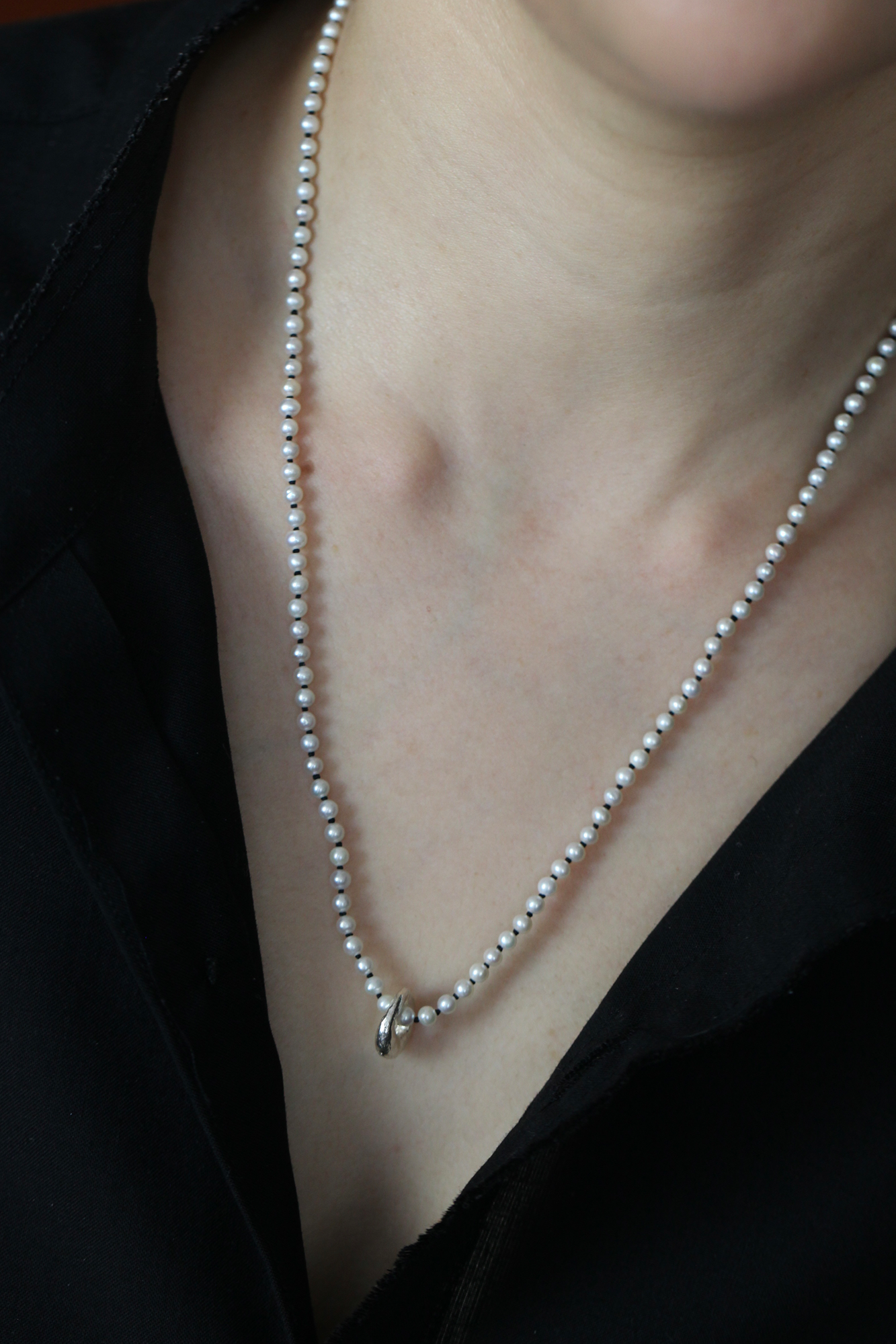 チャームのためのネックレス_パール_丸玉